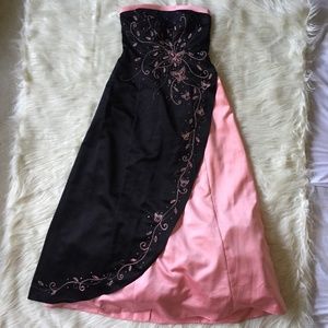 Pink and Black Beaded NIKI Evening Gown
